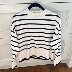 Mango MNG Striped Navy and White Sweater